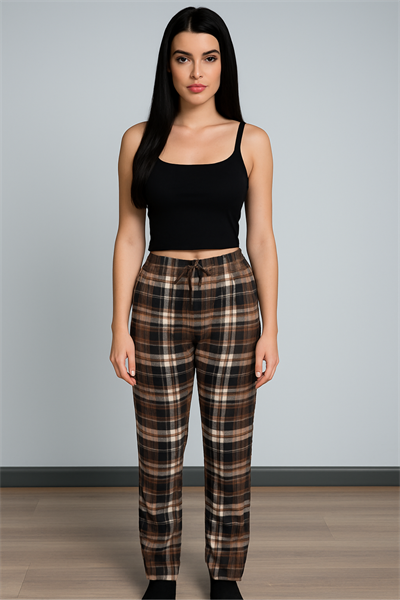 Kadın Süet Pijama Tek Alt | Kahve