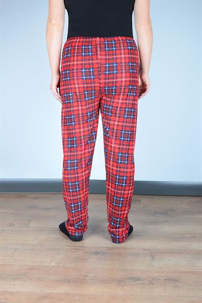 Kadın Süet Pijama Tek Alt | Kırmızı Lacivert