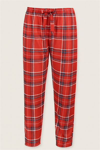 Kadın Süet Pijama Tek Alt | Kırmızı Yeşil