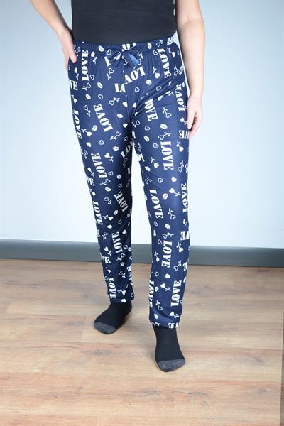 Kadın Süet Pijama Tek Alt | Lacivert Love