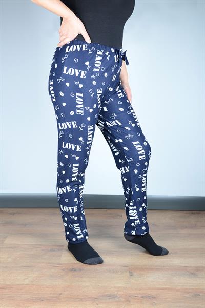 Kadın Süet Pijama Tek Alt | Lacivert Love