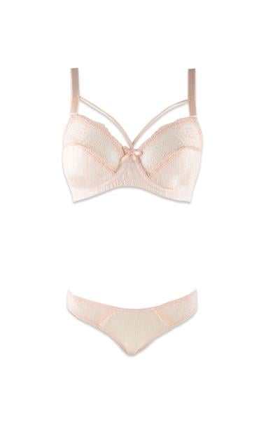 Desteksiz İp Detay Dantelli Sütyen Külot Takım | Pudra  231 C Kap