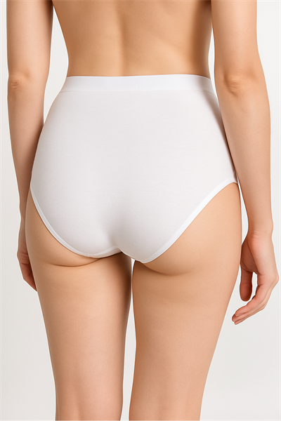 Kadın Toparlayıcı Siyah Yüksek Bel Pamuklu Bato Külot | Beyaz 4020