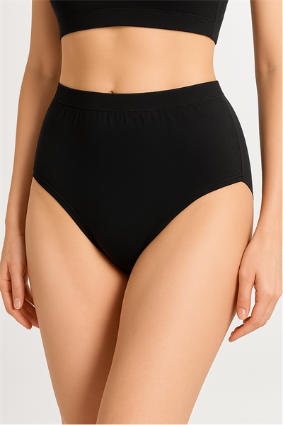 Kadın Toparlayıcı Siyah Yüksek Bel Pamuklu Bato Külot | Siyah 4020
