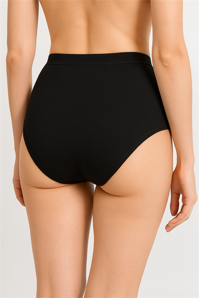 Kadın Toparlayıcı Siyah Yüksek Bel Pamuklu Bato Külot | Siyah 4020