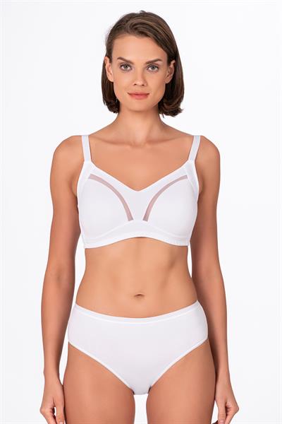 Kadın Tül Detay Toparlayıcı Sütyen | Beyaz 706