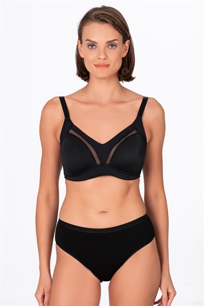 Kadın Tül Detay Toparlayıcı Sütyen | Siyah 706