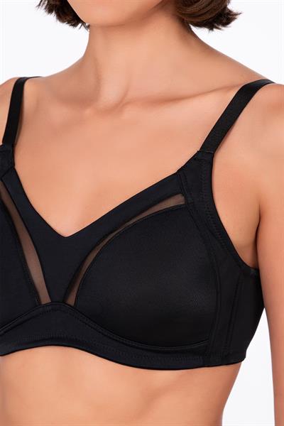 Kadın Tül Detay Toparlayıcı Sütyen | Siyah 706