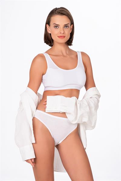 Kadın Viskon Esnek Rahat Slip Külot | Beyaz K23926