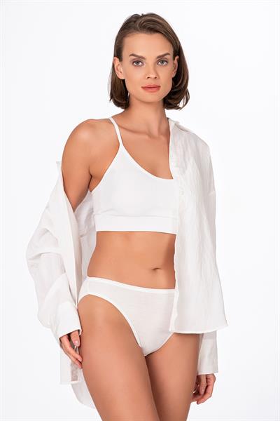 Kadın Viskon Esnek Rahat Slip Külot | Ekru K23926