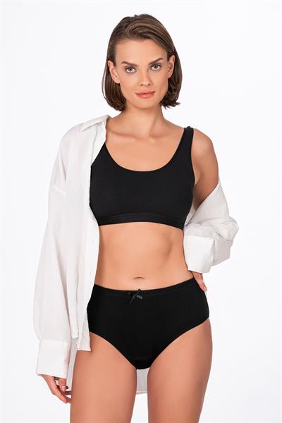 Kadın Yüksek Bel Pamuklu Ribana Slip Külot 3lü Paket – Esnek & Rahat | Siyah K0305