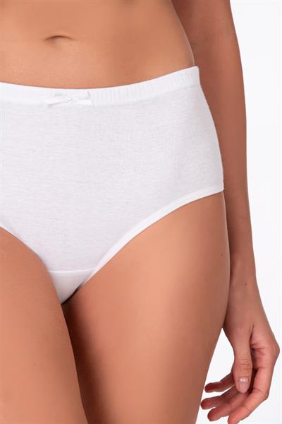 Kadın Yüksek Bel Pamuklu Ribana Slip Külot – Esnek & Rahat | Beyaz K0305
