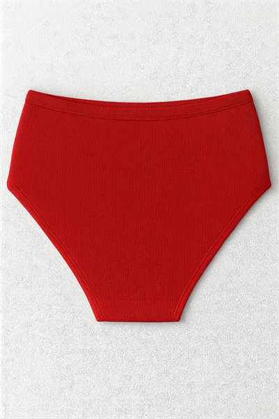 Kadın Yüksek Bel Pamuklu Ribana Slip Külot 3lü Paket – Esnek & Rahat | Kırmızı K0305