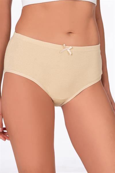 Kadın Yüksek Bel Pamuklu Ribana Slip Külot – Esnek & Rahat | Ten K0305