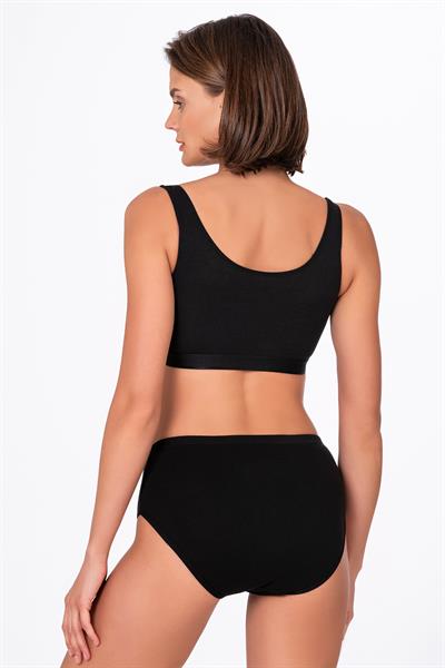 Kadın Yüksek Bel Pamuklu Ribana Slip Külot 3lü Paket – Esnek & Rahat | Siyah K0305