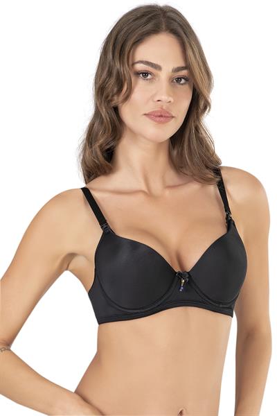 Kaplı Balenli Emzirme Sütyeni | Siyah 3628