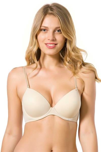 Mikro Kaplı Kulaksız Destekli Silikonlu B Kap Sütyen | Ten 7050