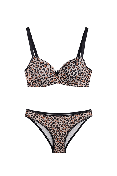 Leopar Desen Boş Kap Sütyen Külot Takım | 121