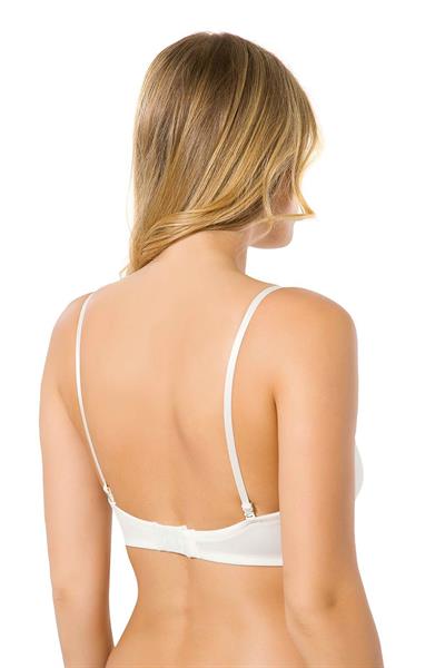 Micro Kaplı Silikonlu Destekli Straplez Sütyen Ekru | 7030