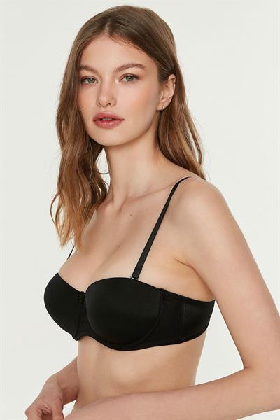 Çıkarılabilir Askılı Destekli Straplez Sütyen | Siyah 7055