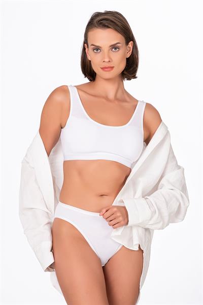 Pamuklu Likralı Süprem Slip Külot | Beyaz K6120