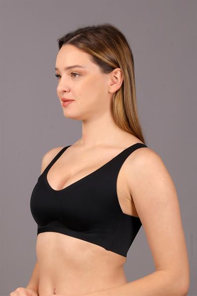 Desteksiz Pedli Lazer Kesim Sütyen | Siyah 6125