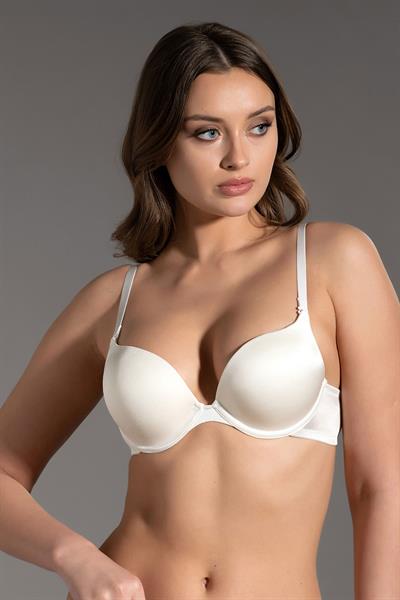 Kadın Push-Up Etkili Destekli Saten Görünümlü Sütyen | Ekru 7030