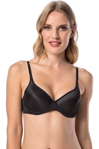 Kadın Desteksiz Balenli Soft Micro Battal Sütyen  | Siyah 9600-B