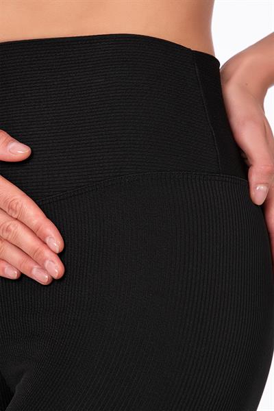 Yüksel Bel Fitilli Tayt | Siyah