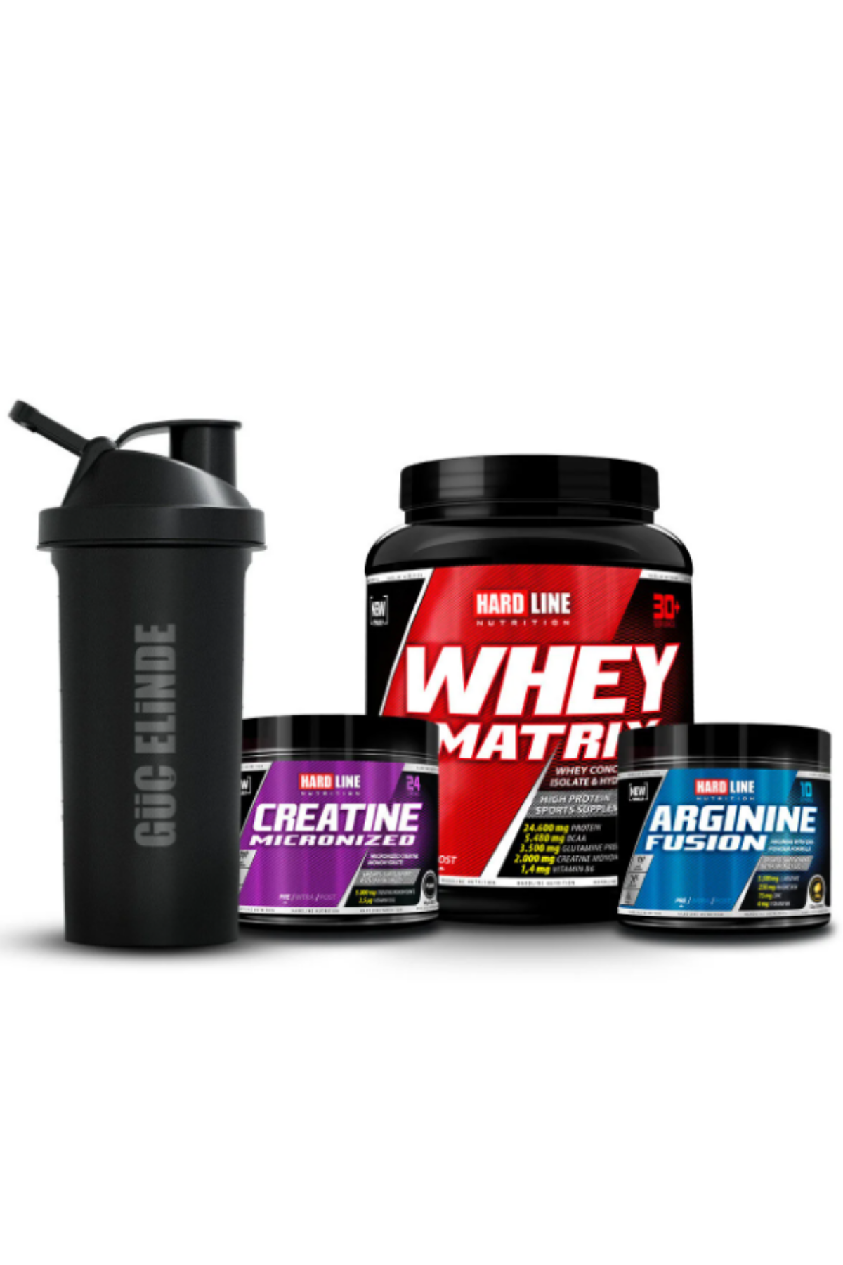 Hardline Whey 908Gr Creatine 120GR Arginine 120GR + Shaker 