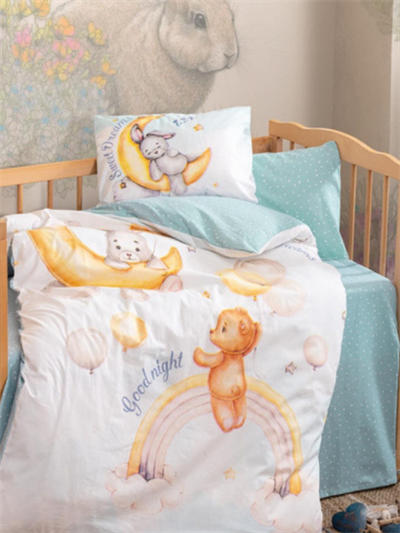 %100 Yün Dolgulu 3lü Bebek & Çocuk Kreş Uyku Seti – Yorgan + Yastık + Nevresim – Doğal & Organik
