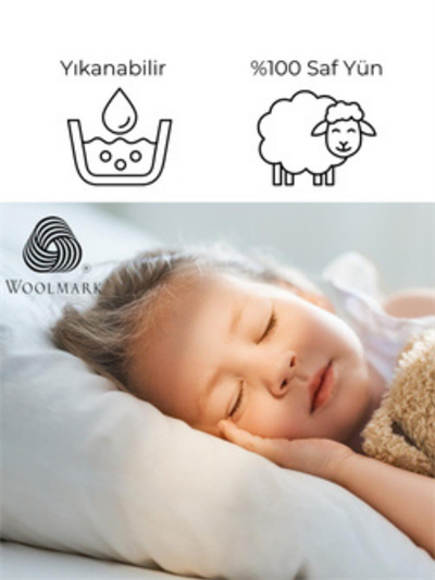 %100 Yün Dolgulu 3lü Bebek & Çocuk Kreş Uyku Seti – Yorgan + Yastık + Nevresim – Doğal & Organik