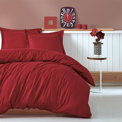 Elegant Strıpe Saten Çift Kişilik Nevresim Takımı - Bordo