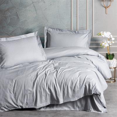 Elegant Strıpe Saten Çift Kişilik  Nevresim Takımı - Gri