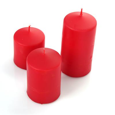 Silindir Mum 3lü Set - Kırmızı