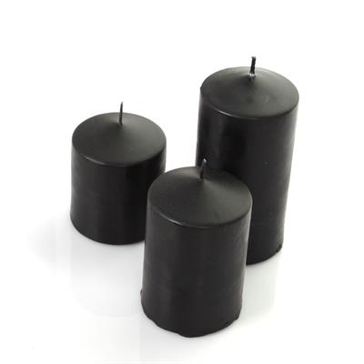Silindir Mum 3lü Set - Siyah