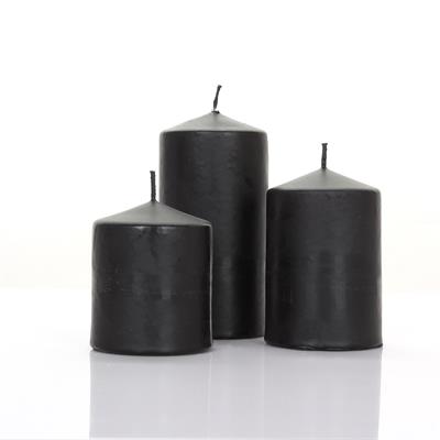 Silindir Mum 3lü Set - Siyah