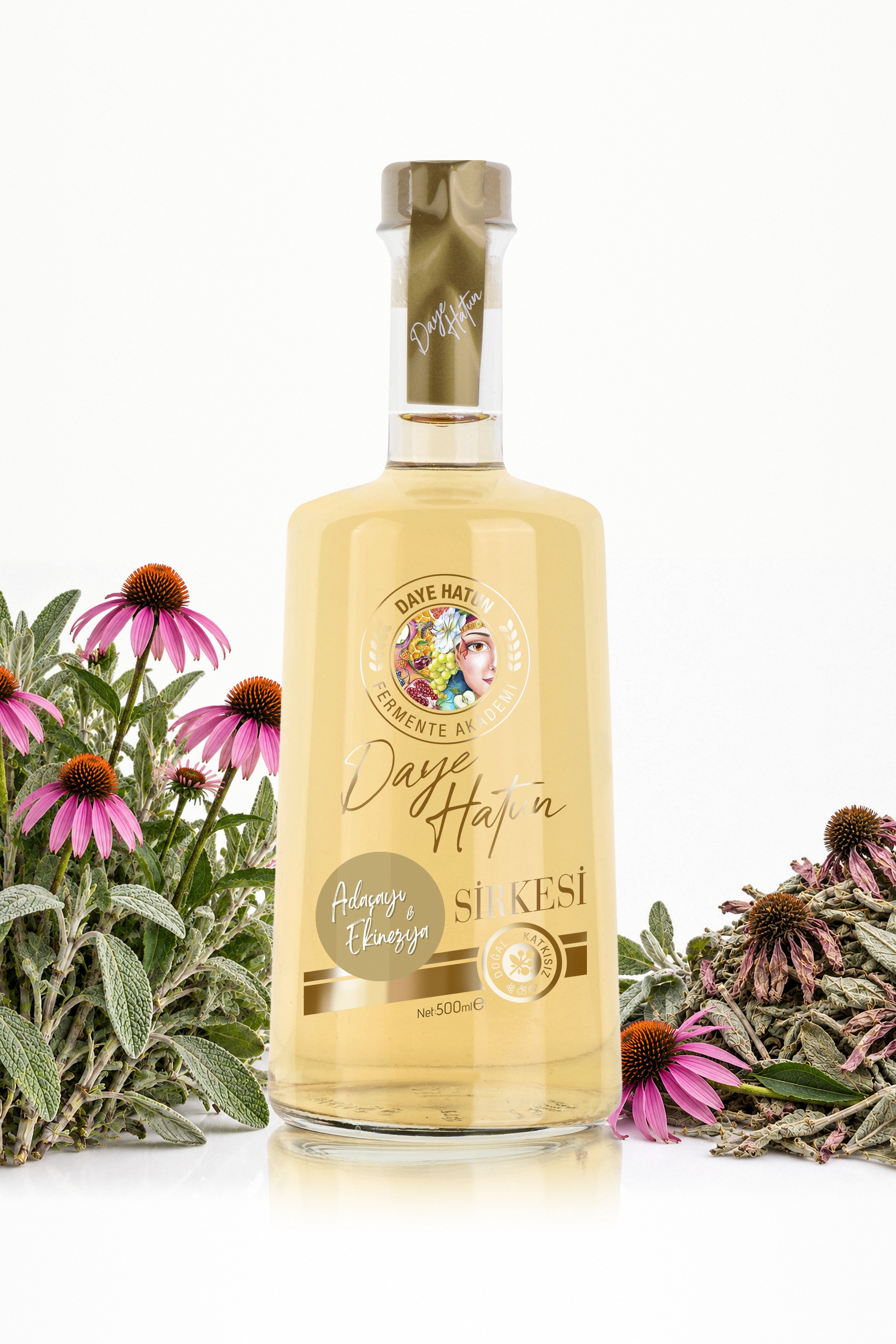 Adaçayı & Ekinezya Sirkesi / Sage & Echinacea Vinegar (Doğal Fermente Canlı Sirke / Nat. Fermented / 500 mL)