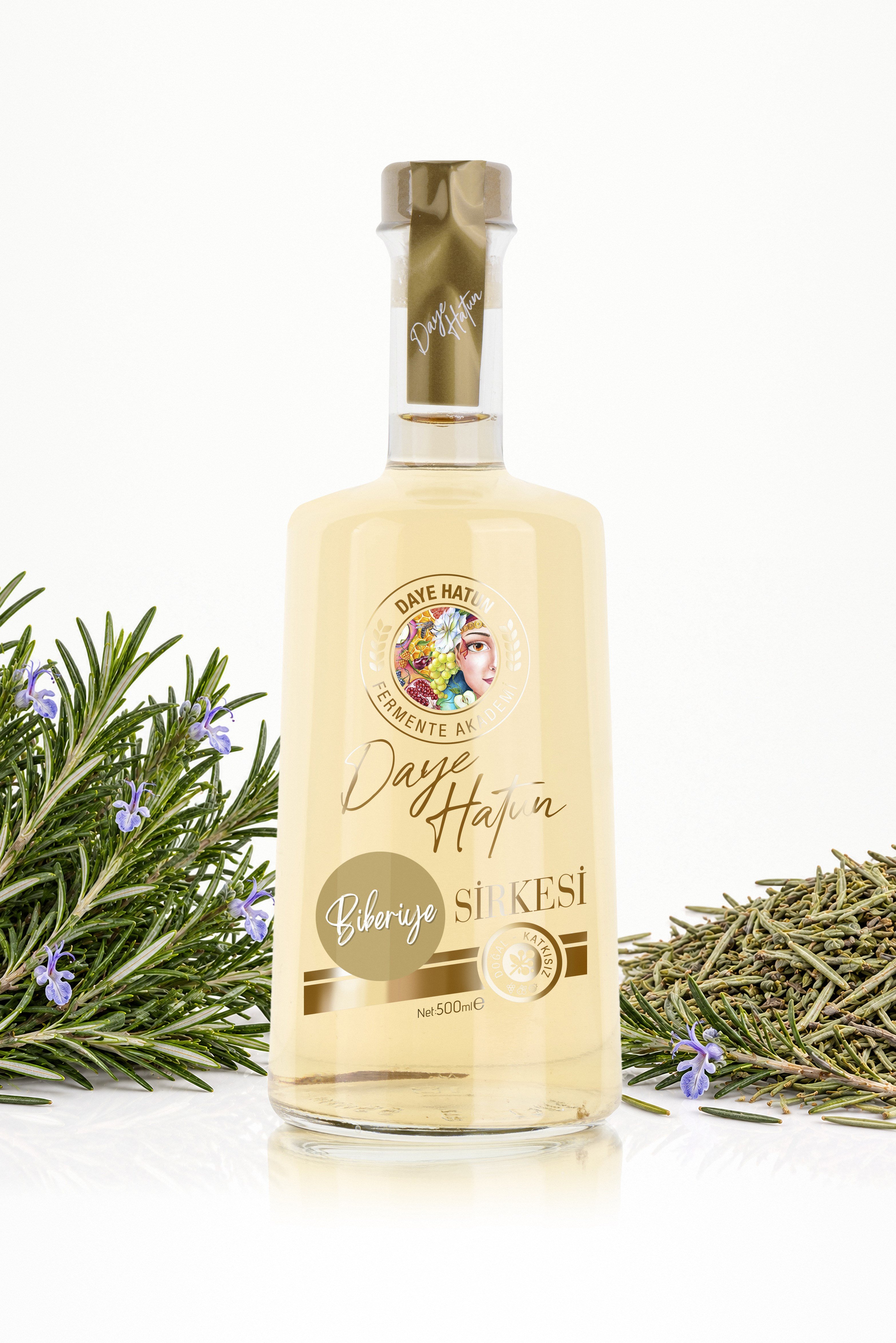 Biberiye Sirkesi / Rosemary Vinegar (Doğal Fermente Canlı Sirke / Nat. Fermented / 500 mL)