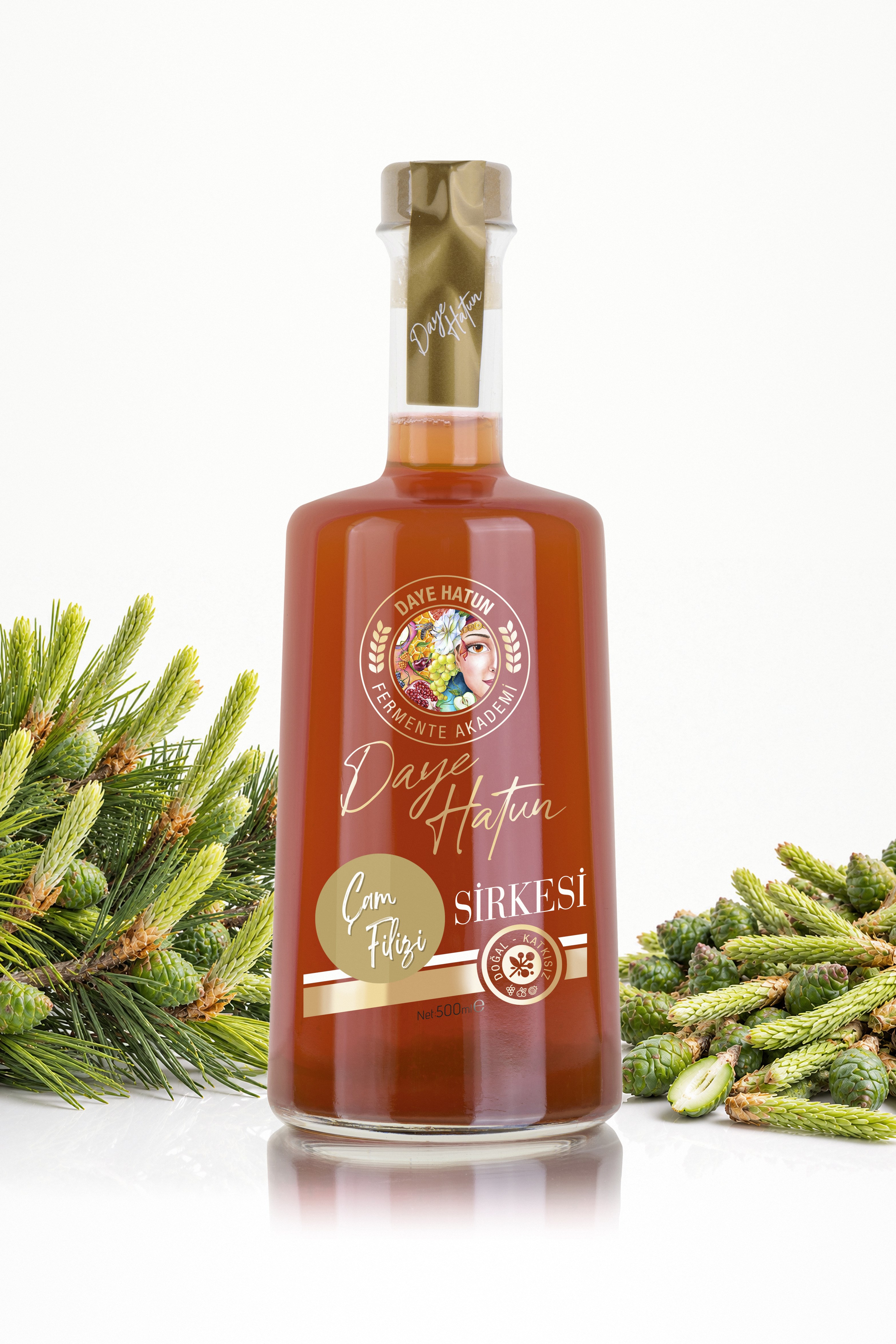Çam Filizi Sirkesi / Pine Sprouts Vinegar (Doğal Fermente Canlı Sirke / Nat. Fermented / 500 mL)