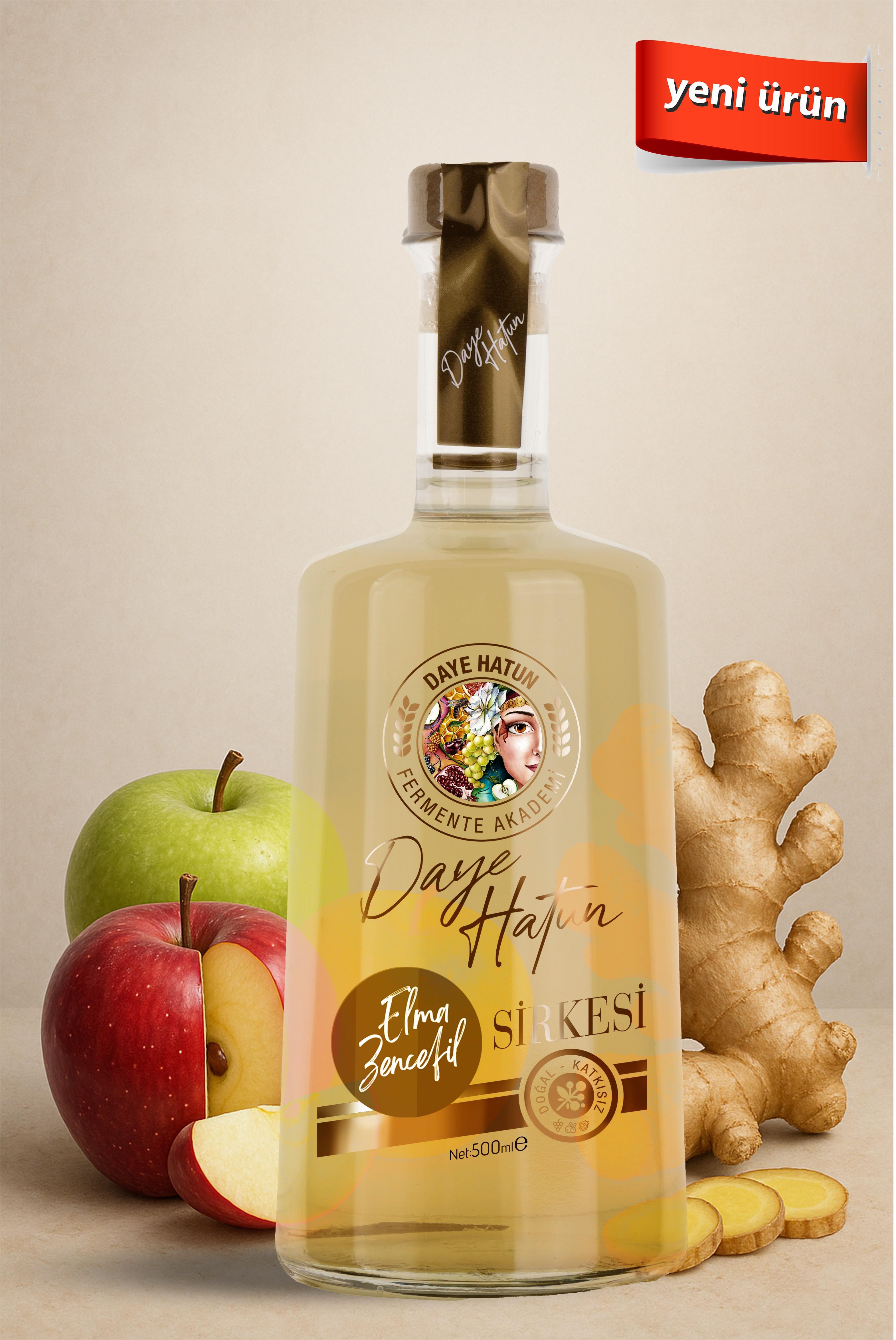 Elma Zencefil Sirkesi/Apple Ginger Vinegar (Doğal Fermente Canlı Sirke / Nat. Ferm. / 500 mL)