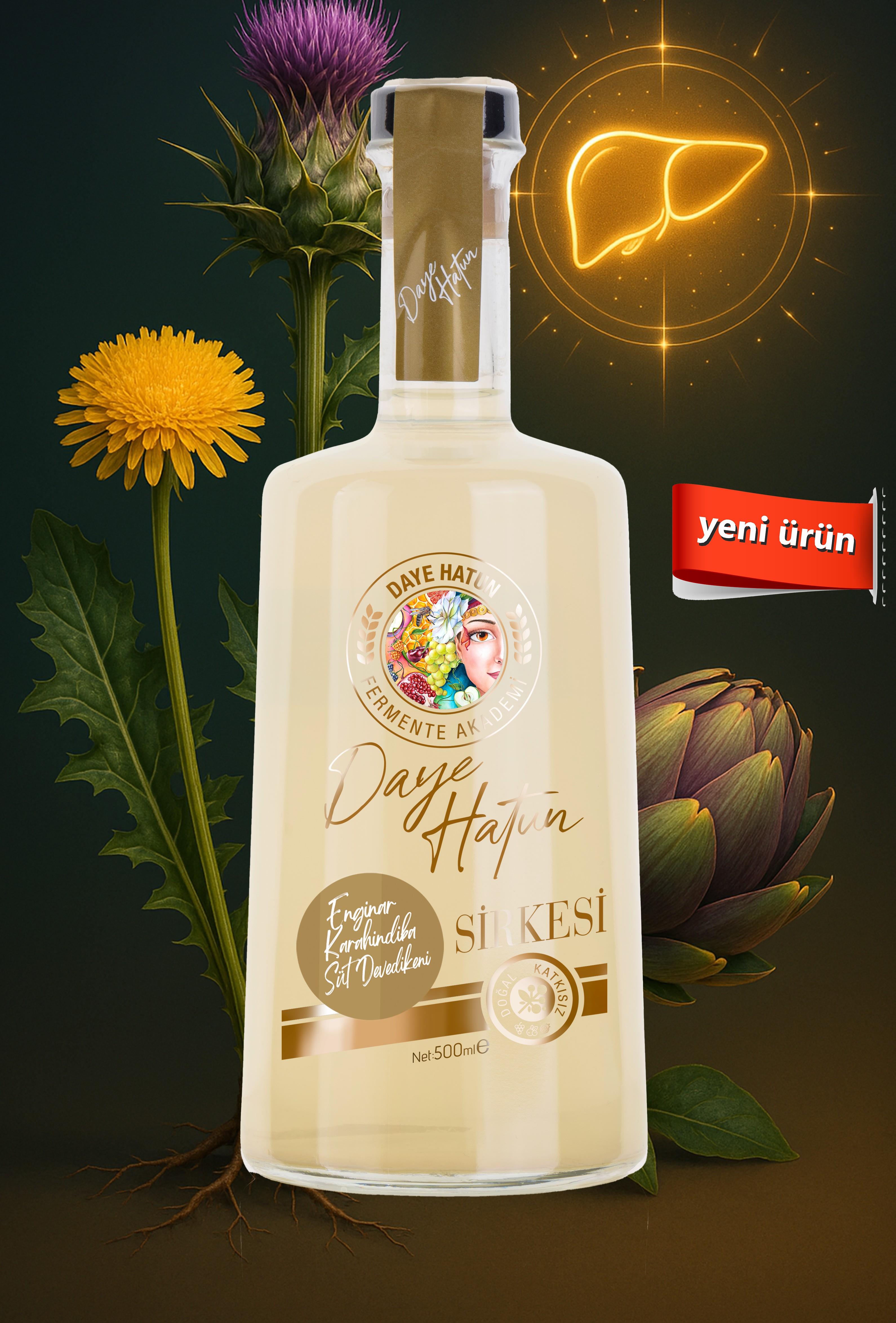 Enginar&Karahindiba&Süt Devedikeni Sirkesi/Artichoke&Dandelion&Milk Thistle Vinegar (Canlı Sirke / 500 mL) 