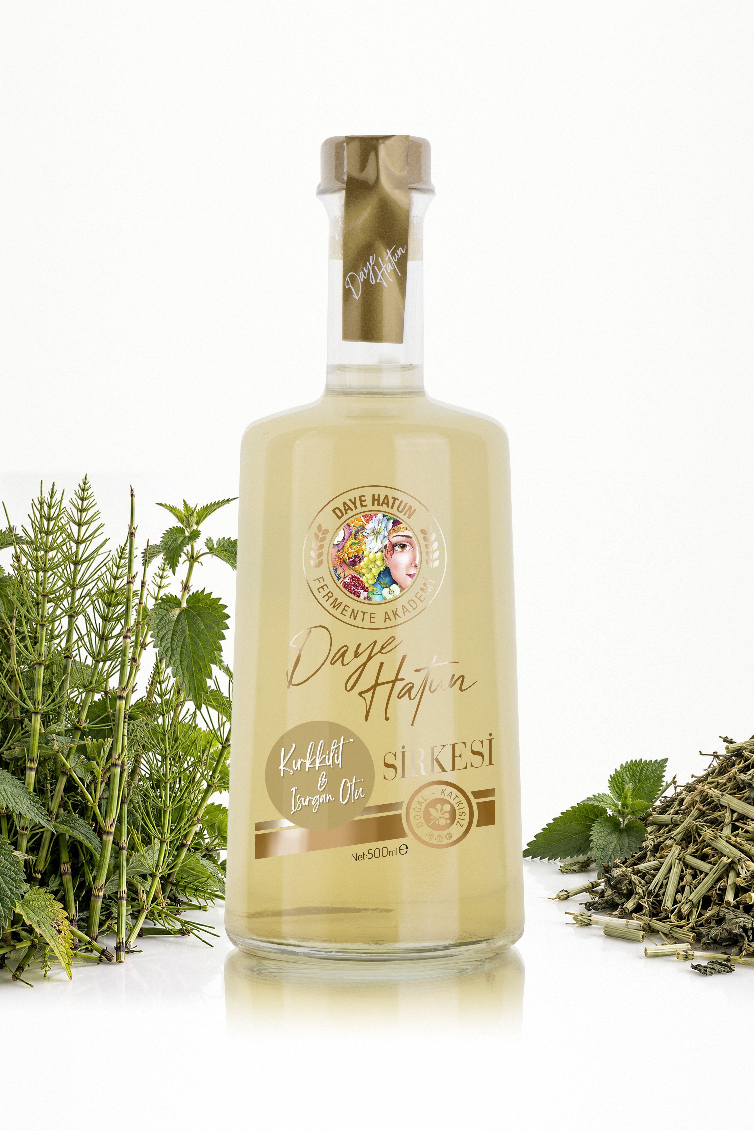 Kırkkilit & Isırgan Otu Sirkesi / Horsetail & Nettle Vinegar (Doğal Fermente Canlı Sirke / Nat. Fermented / 500 mL)