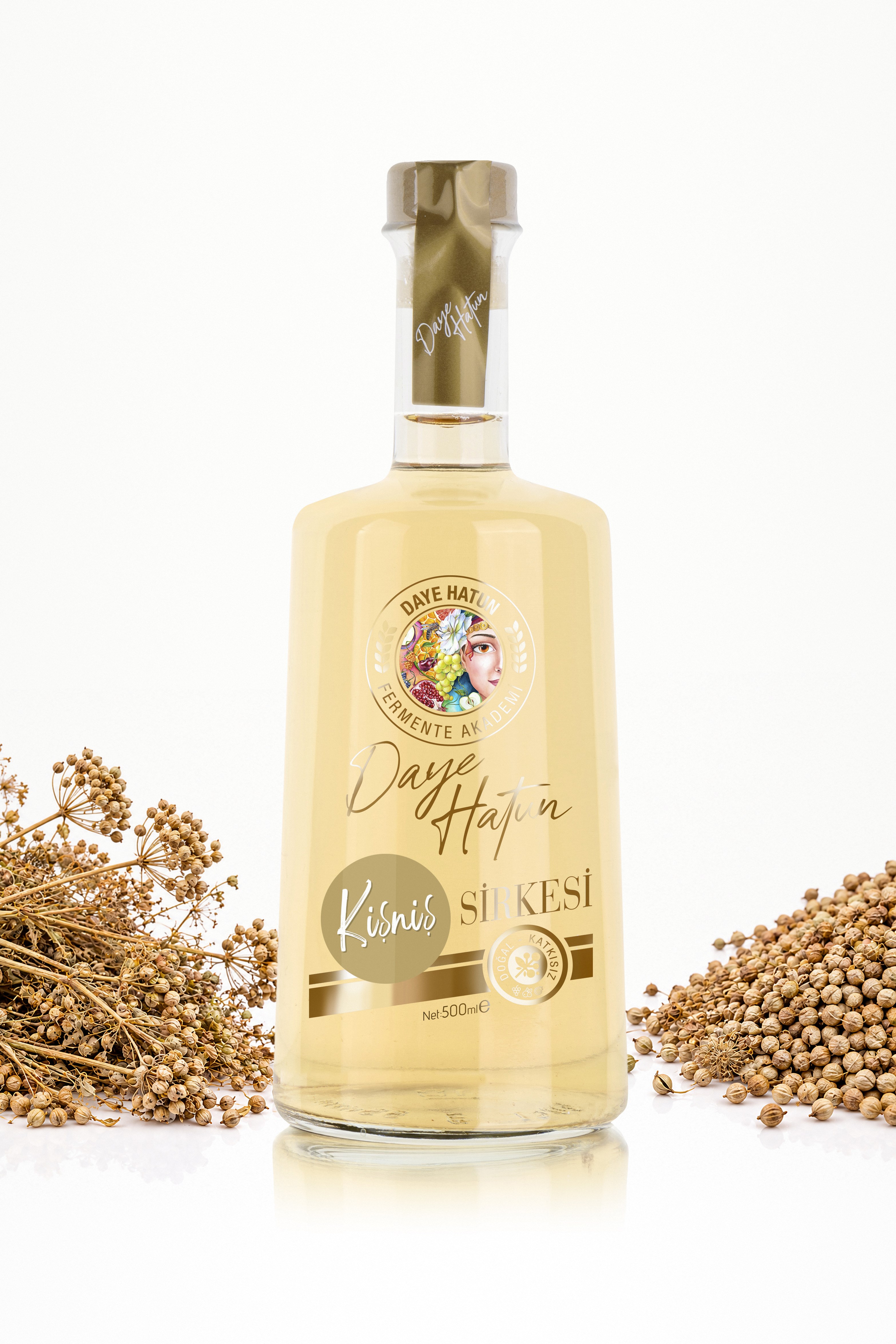 Kişniş Sirkesi / Coriander Vinegar (Doğal Fermente Canlı Sirke / Nat. Fermented / 500 mL)
