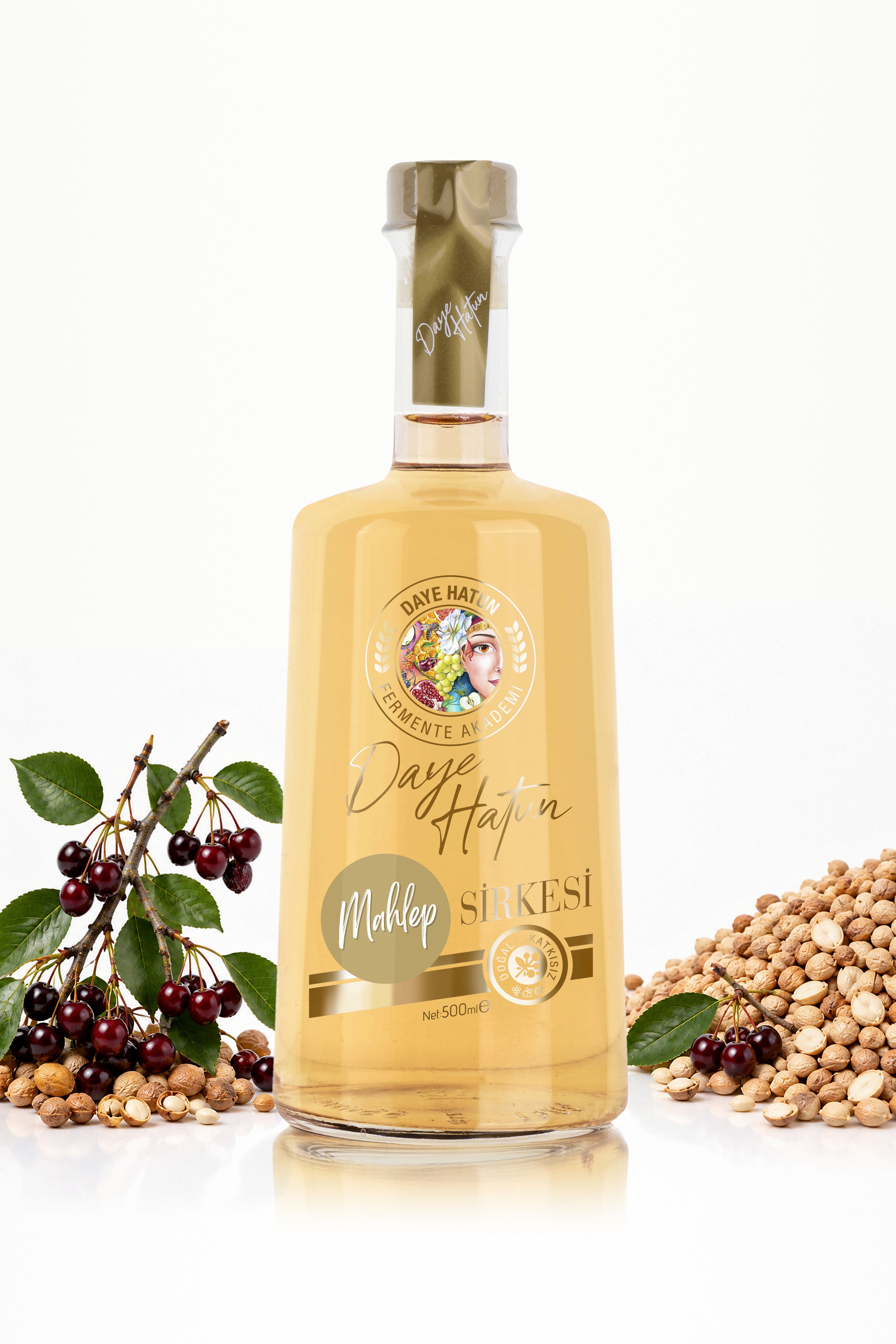 Mahlep Sirkesi / Mahaleb Vinegar (Doğal Fermente Canlı Sirke / Nat. Fermented / 500 mL)