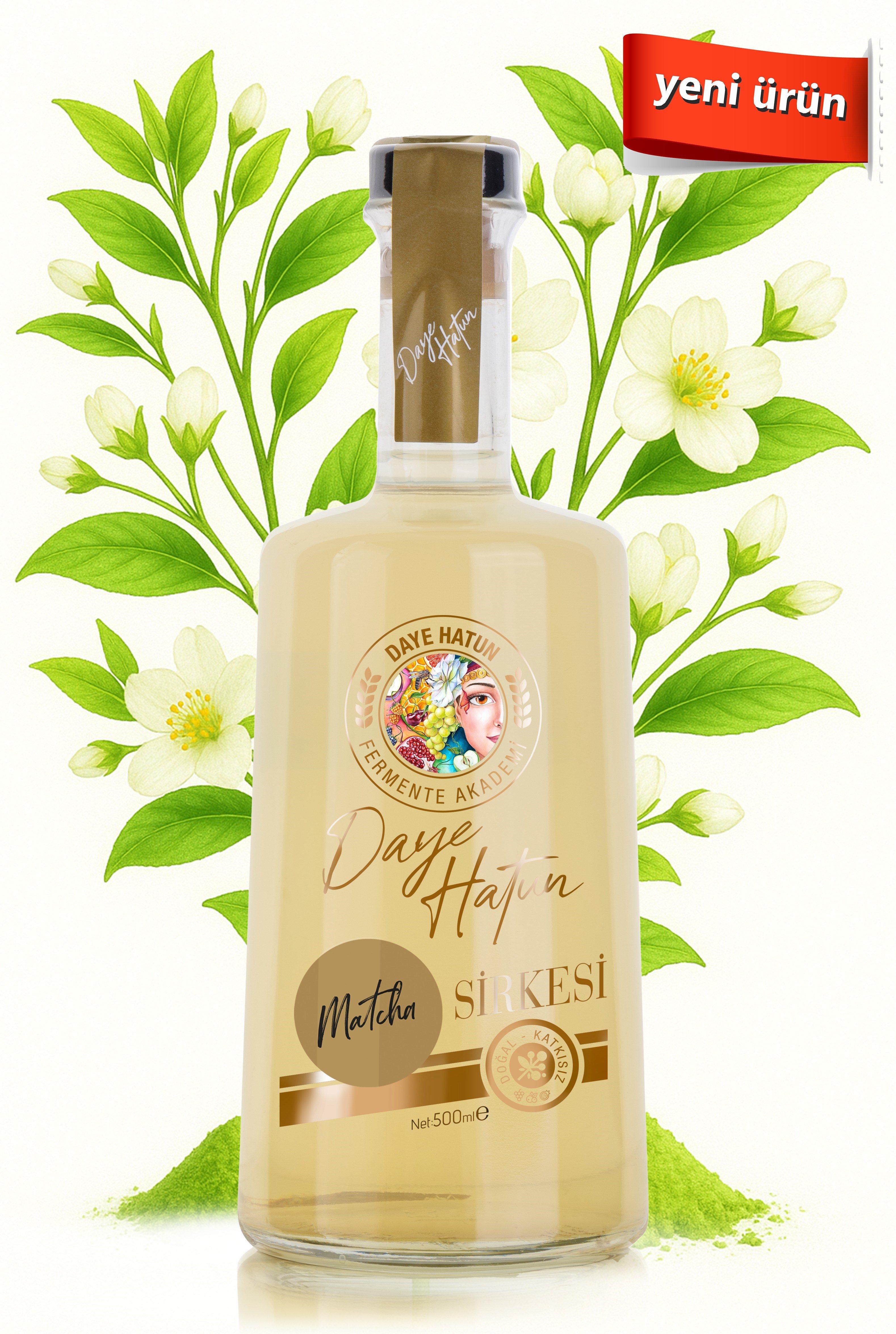 Matcha Sirkesi/Matcha Vinegar (Doğal Fermente Canlı Sirke / Naturally Fermented / 500 mL)