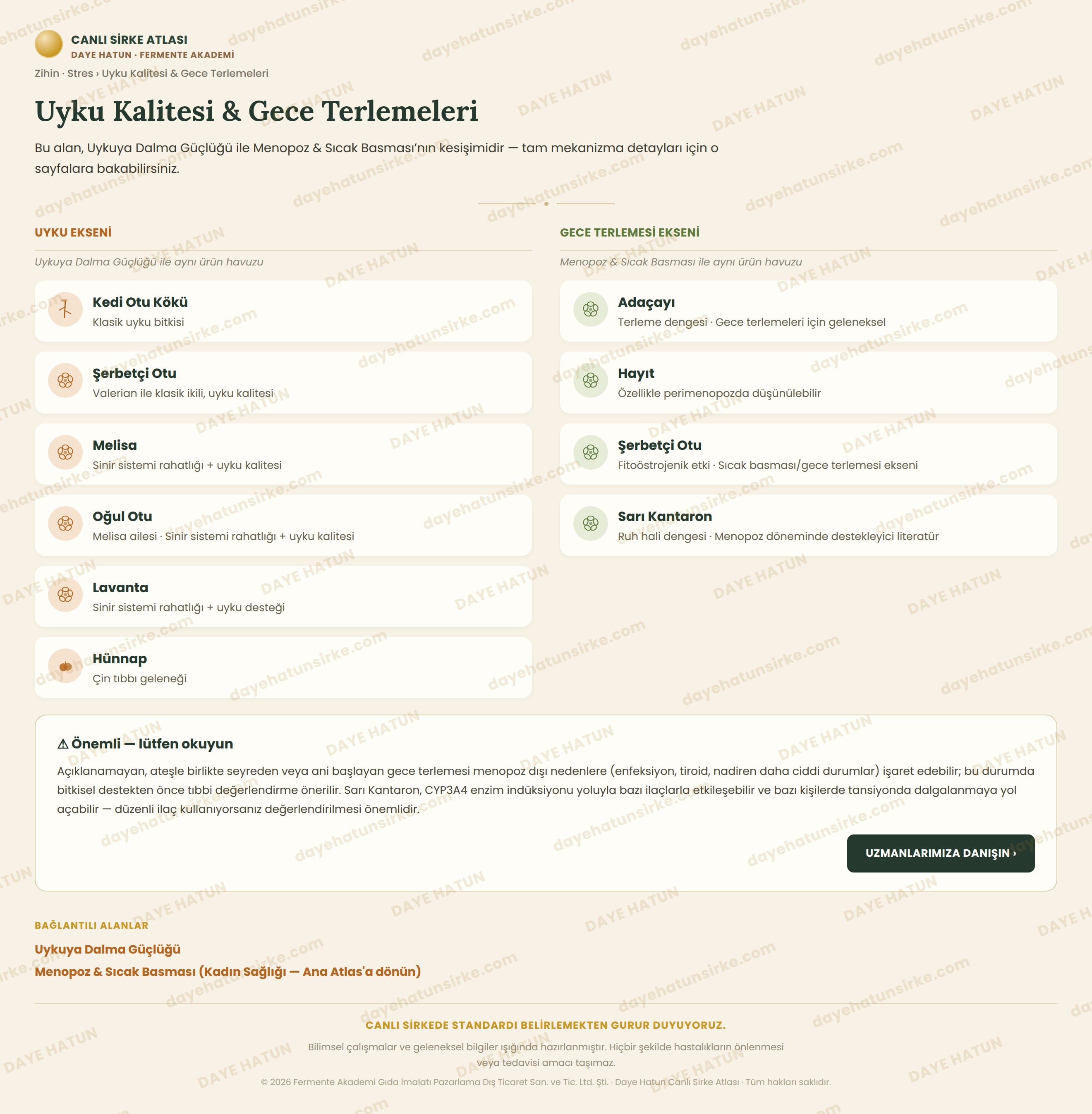 Uyku Kalitesi & Gece Terlemeleri