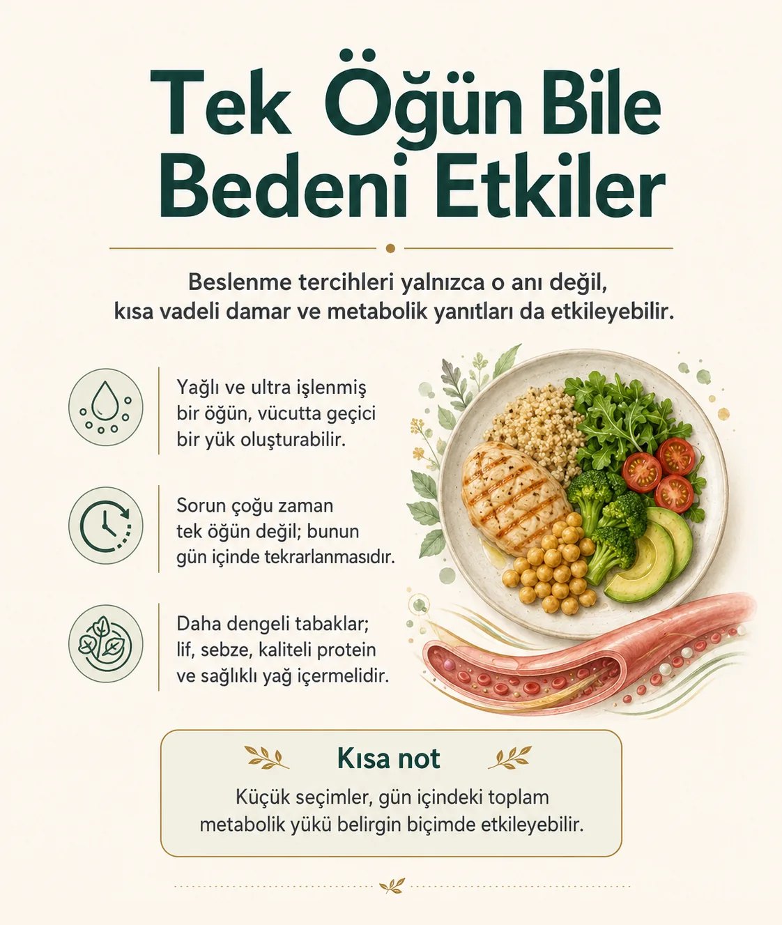 Tek öğün bile bedeni etkiler: yağlı ve ultra işlenmiş öğünün damar ve metabolizma üzerindeki geçici yükü