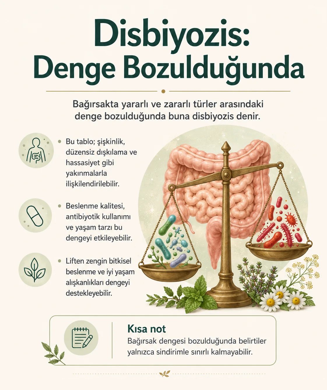 Disbiyozis: bağırsakta yararlı ve zararlı türler arasındaki dengenin bozulması