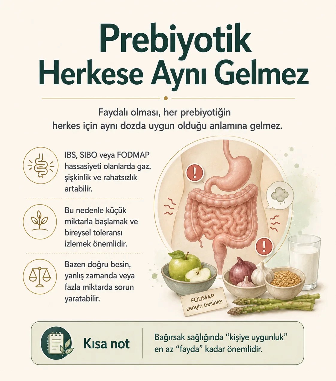 Prebiyotik herkese aynı gelmez: IBS, SIBO ve FODMAP hassasiyetinde gaz ve şişkinlik